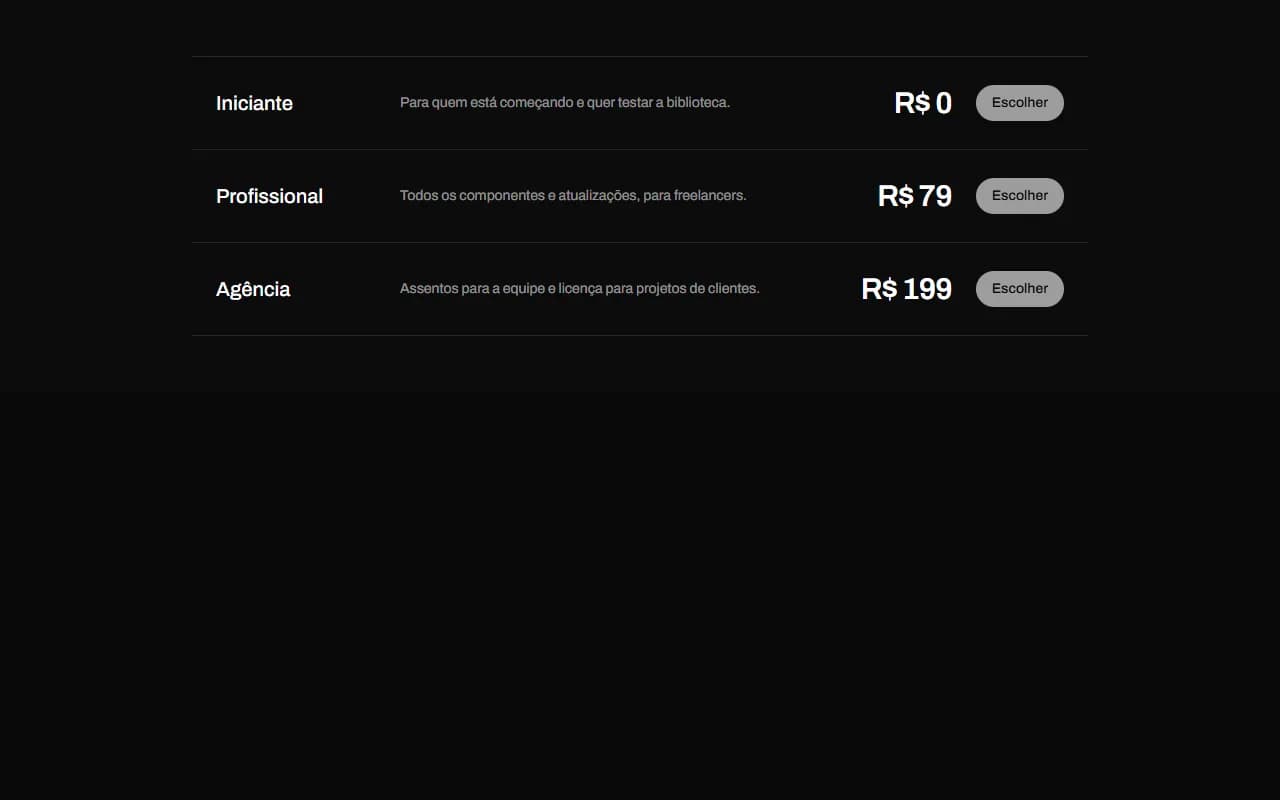 Prévia de Preços em Faixas Horizontais