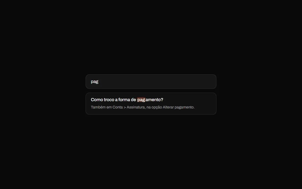 Prévia de FAQ com Busca Instantânea