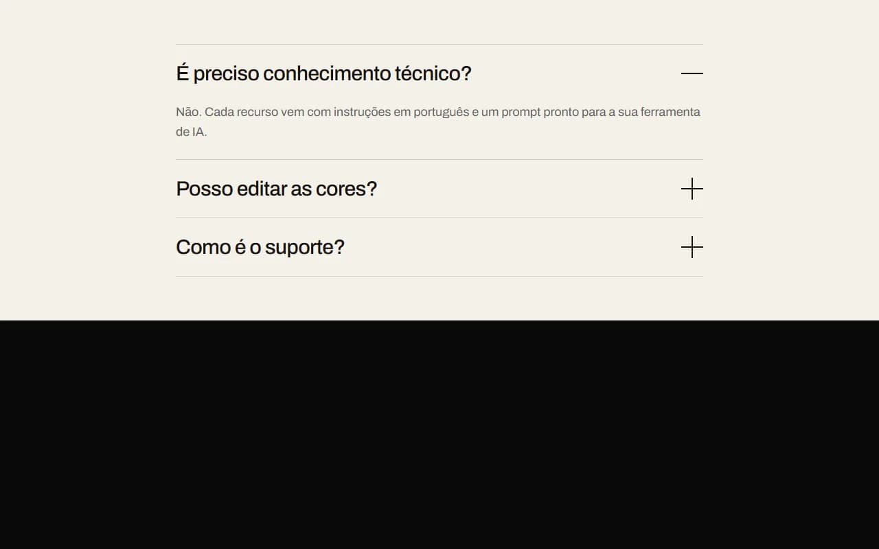 Prévia de FAQ Minimalista com Mais Gigante